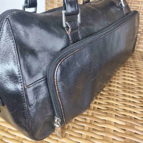 Hobo International Smooth Black Leather Satchel Bag Classic Design Organizer - Picture 6 of 16